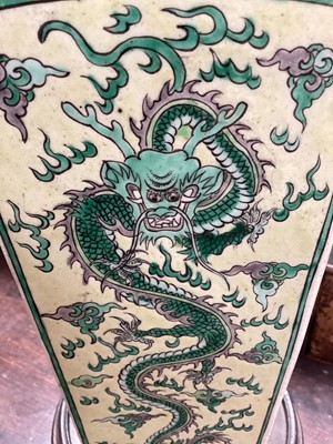 Lot 202 - Pair of Chinese squared baluster vases on wooden stands