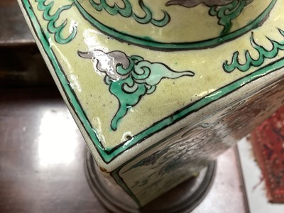 Lot 202 - Pair of Chinese squared baluster vases on wooden stands