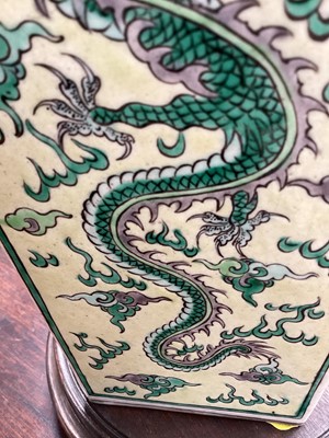 Lot 202 - Pair of Chinese squared baluster vases on wooden stands