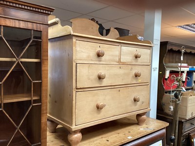 Lot 1454 - Victorian pine chest with raised ledge back, two short and two long drawers below, 94cm wide, 50cm deep, 103cm high