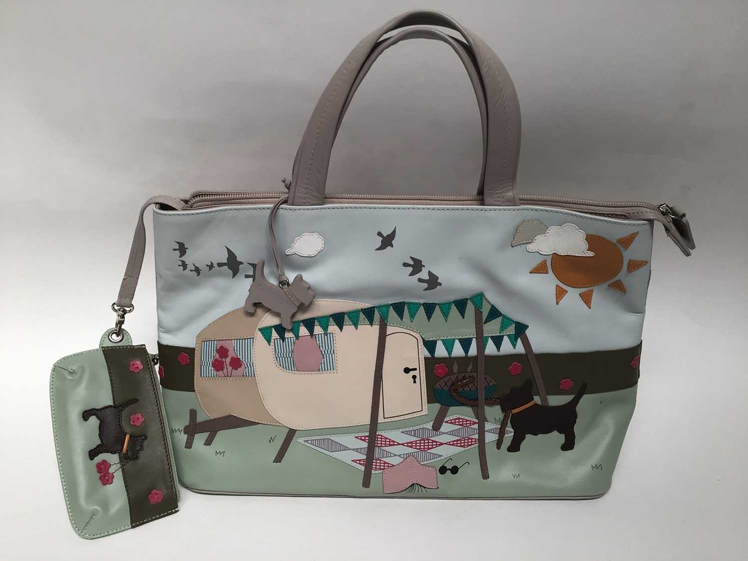 Lot 2059 - Radley Signature Handbag 2012 Happy Camper with coin purse and dustbag.