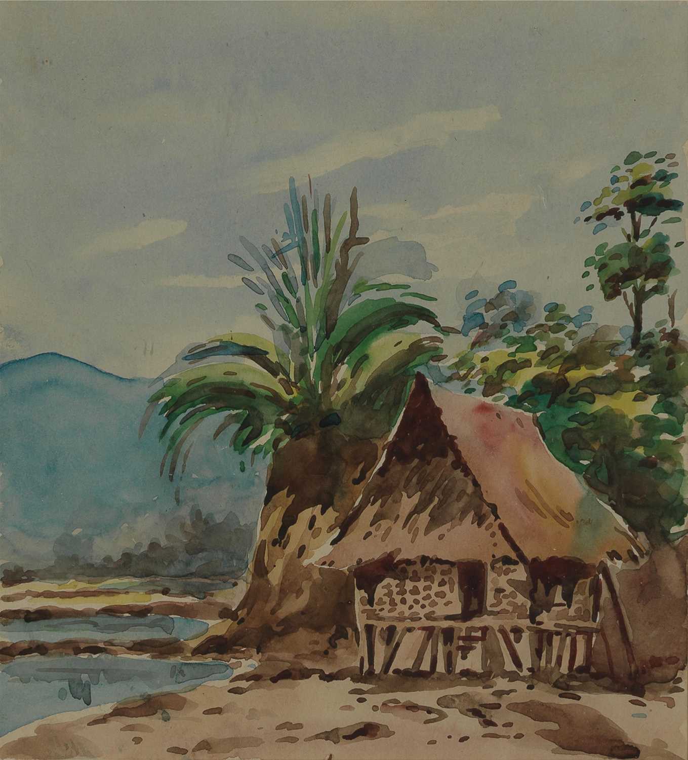 Lot 202 - Abu Bakar Ibrahim (Malaysian, 1925-1977) - watercolour, set of seven Malaysian village scenes, five signed 'A.B.IBRAHIM', 27 x 30cm and smaller, glazed frames