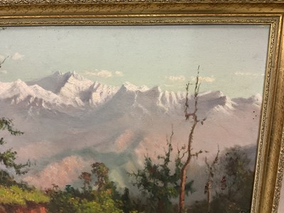 Lot 156 - B. Majumdar, 20th Century Indian School, oil on canvas, Himalayan landscape, signed, 41 x 56cm, framed