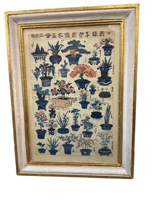 Lot 178 - Antique Japanese woodblock print, depicting bonsai trees