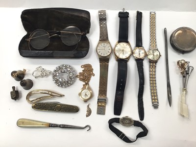 Lot 1038 - Group of wristwatches including Rotary, Tissot, Seiko and a ladies vintage cocktail watch, together with some costume jewellery