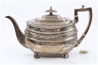 Lot 155 - George III Silverer teapot of rectangular...