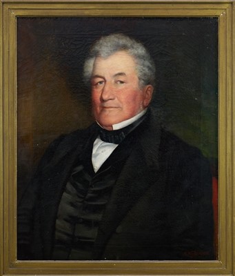 Lot 923 - Robert Nightingale (1815-1895), oil on canvas - Portrait of a Gentleman, signed, 77cm x 63cm, in gilt frame