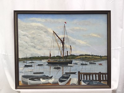 Lot 62 - Contemporary oil on board study of Mistley, signed Tucker, 40cm x 50cm, framed