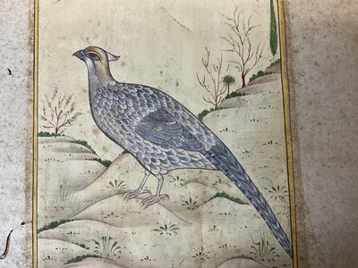 Lot 128 - 19th century Persian illuminated page depicting a silver pheasant