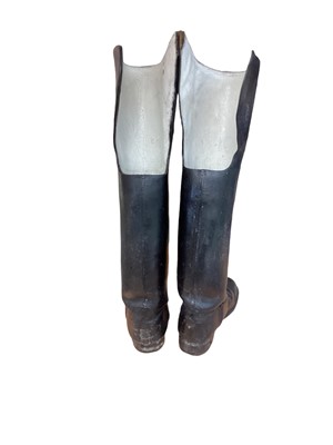 Lot 840 - Pair of vintage black leather Household Cavalry boots