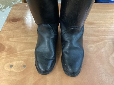 Lot 840 - Pair of vintage black leather Household Cavalry boots