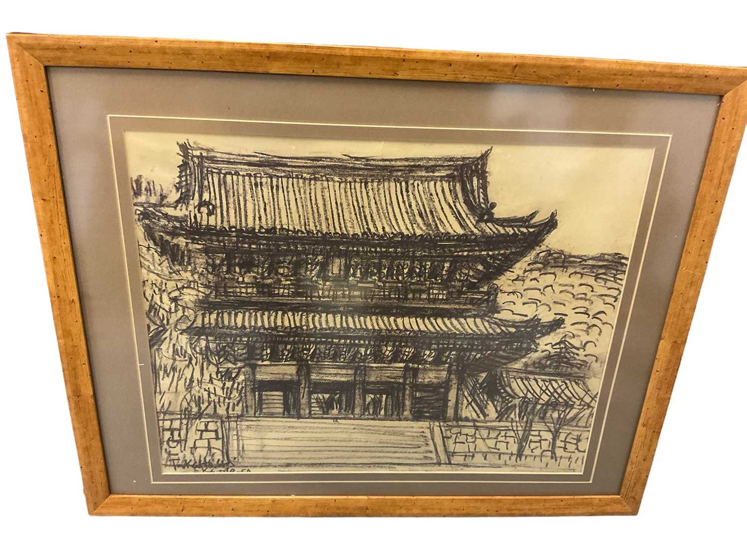 Lot 166 - Takahashi - charcoal, Japanese pagoda