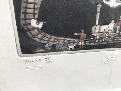 Lot 10 - Graham Clarke (b. 1941) signed limited edition print- Steamers, 47/200, blind stamped, 43cm x 34cm, in glazed frame