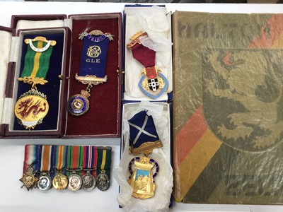 Lot 560 - First World War minature medal group, other medals and military book