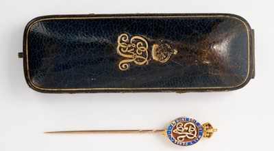 Lot 82 - H.M.King George V, fine presentation gold and enamel stick pin by Garrard