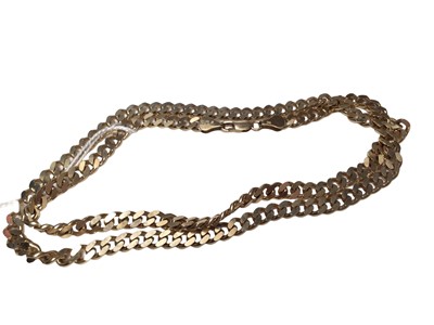 Lot 17 - 9ct gold flat curb link chain, 56.5cm long