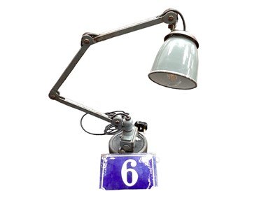 Lot 2453 - Vintage industrial style enamelled angle poise lamp, and an enamel sign, possibly a railway carriage sign (2)