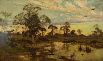 Lot 1077 - John Horace Hooper (1851-1906) oil on canvas - 'An Autumn Sunset', signed, titled verso, 75cm x 126cm, in gilt frame