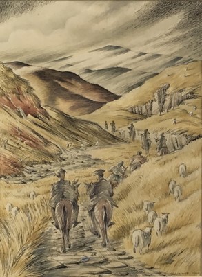 Lot 108 - Mildred E Eldridge (1909-1991) watercolour - Valley scene