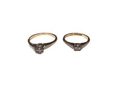 Lot 26 - Two 18ct gold diamond single stone rings in platinum settings