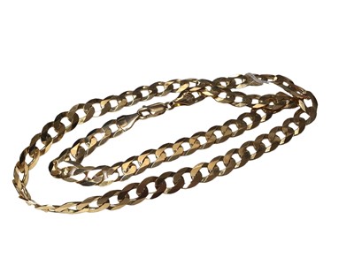 Lot 29 - 9ct gold flat curb link chain, 51.5cm long
