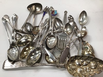 Lot 1087 - Quantity of silver spoons including various American sterling and U.K., together with various plated cutlery