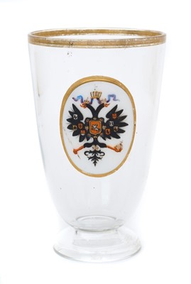 Lot 128 - Late 19th century Imperial Russian drinking glass with enamel arms