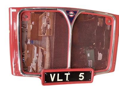 Lot 100 - London Transport Routemaster Bus grille, with registration plate VLT 5, 120cm wide