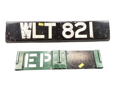 Lot 2605 - London Transport Routemaster bus licence plate, stamped "RM 176' to back, and another plate (2)