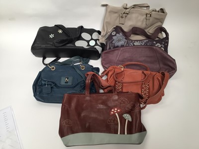 Lot 2070 - Radley leather handbags various sizes, including applique and embroidery, all in soft bags.