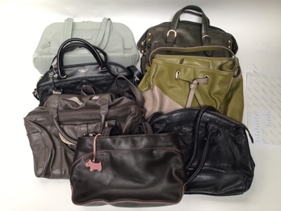 Lot 2072 - Radley leather handbags larger sizes, black, brown, dark green etc, in various styles. All in dust bags (7).