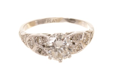 Lot 531 - Diamond single stone ring with a brilliant cut diamond estimated to weigh approximately 0.90cts