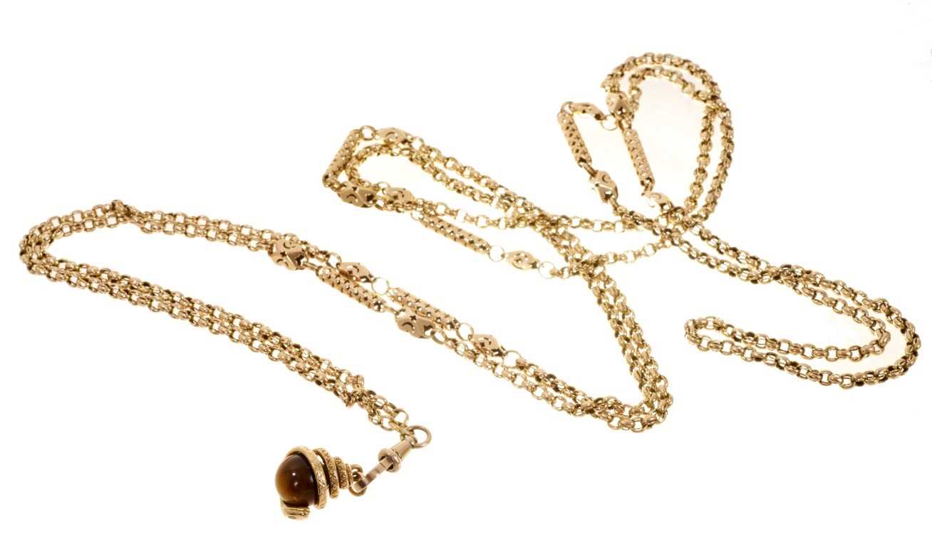 Lot 536 - Victorian gold guard chain