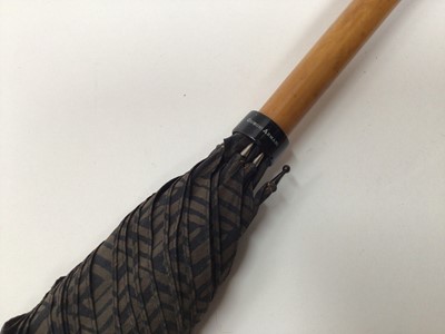 Lot 2055 - Designer umbrellas including vintage Gucci, Giorgio Armani, Le Griffe Ausoni (x2), Pertegaz.  Plus womens blue suede brogues by Todds size 37 1/2 with box and dust bag and spare laces.