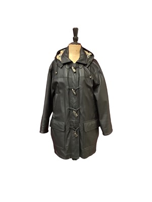 Lot 2073 - Burberry leather duffle coat womens size 10