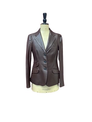 Lot 2074 - Lauren by Ralph Lauren fitted brown lambs leather jacket , size 4 probably size 8 UK, condition very good.