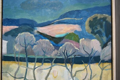 Lot 981 - *Sir Norman Reid (1915-2007) oil on board - Full Moon, signed, titled and inscribed verso, 46cm x 38cm, in painted frame