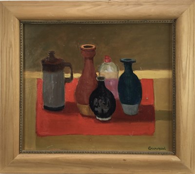 Lot 170 - Ronald Ronaldson (1919-2015) oil on board - still life, signed, 28 x 33, framed