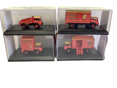 Lot 1860 - Hornby 1:76 Scale Bartellos' Big Top Circus Vehicles, in perspex boxes (x13) plus triple vehicle trade sleeve packets (x4)