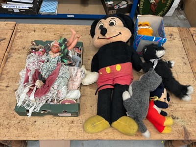 Lot 729 - Pelham puppet, group of dolls, a huge Mickey Mouse and other soft toys