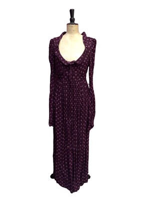 Lot 2088 - Biba late 1960's/ early 1970's burgundy maxi with scooped neckline.