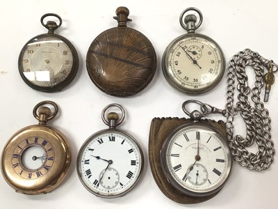 Lot 1080 - Second World War Air Ministry stopwatch marked A.M. 6B/221 9026/41, together with two silver pocket watches…