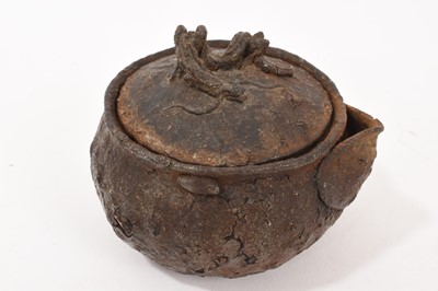 Lot 731 - Interesting early Japanese terracotta pot with card paperwork