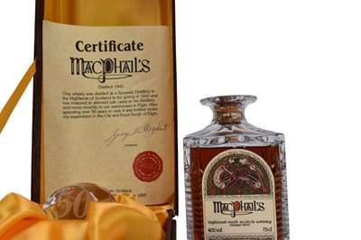 Lot 151 - One bottle, Macphail's Highland Malt Scotch Whisky, distilled 1940, 40%, 75cl, numbered 0103, in sealed cut glass decanter with certificate in orignal fitted case