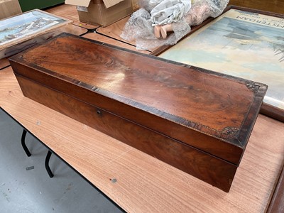 Lot 421 - George III inlaid mahogany box with crossbanded decoration and velvet lined interior