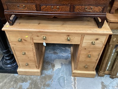 Lot 1204 - Victorian-style pine kneehole desk with an arrangement of cupboards and drawers