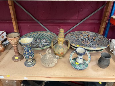 Lot 672 - Three Moroccan chargers and other similar pottery