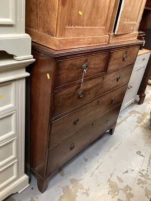 Lot 1214 - George III mahogany chest of two short and three long drawers with brass ring handles, on bracket feet