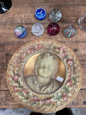 Lot 31 - Paperweights and an embossed plaque