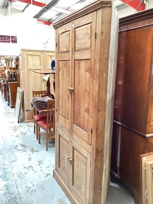 Lot 1250 - Antique pine two-height corner cupboard